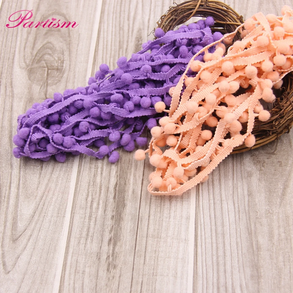 5Yards/Lot  Hot Sale 10MM Pom Pom Trim Ball Fringe Ribbon DIY Sewing Accessory Lace 17 Colors  For Home Party  Decoration
