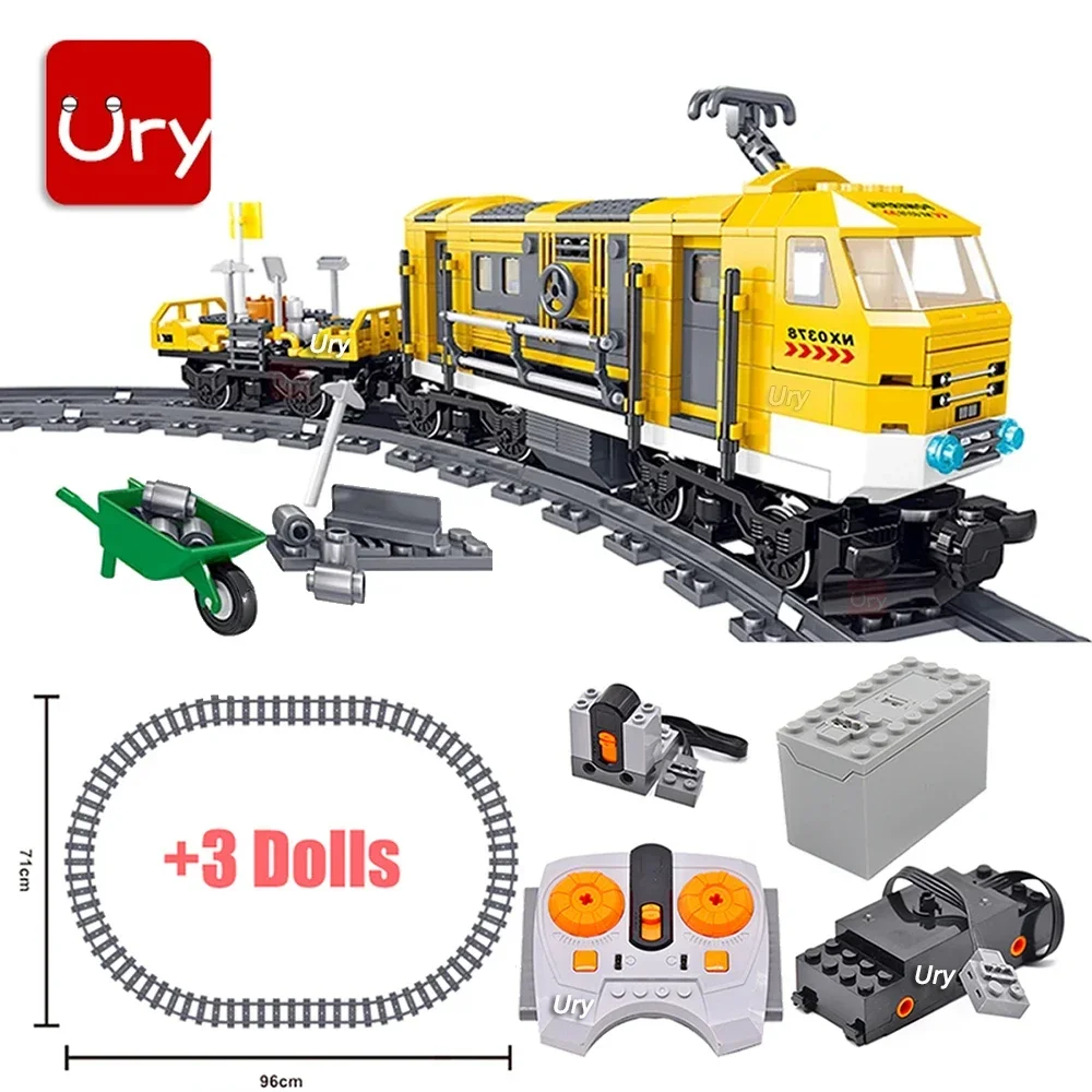 Ensembles de train électrique technique pour enfants, ville, fret, voie ferrée à vapeur, moteur d\'ingénierie, voiture RC, blocs de construction,