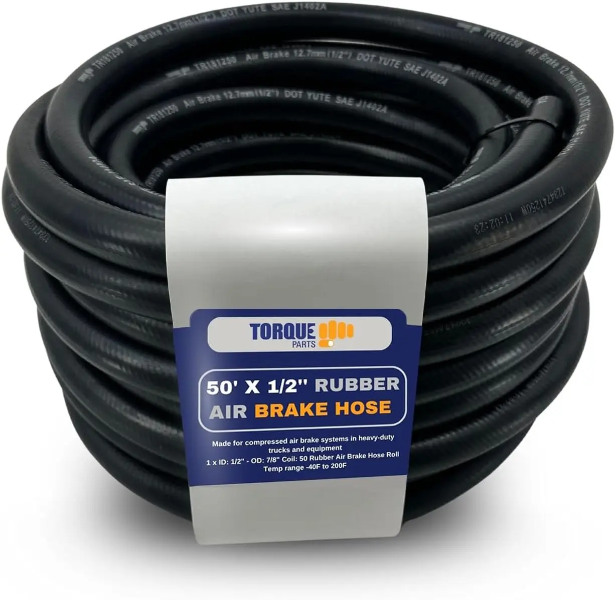 

Rubber Air Brake Hose, 1/2" ID, 7/8" OD, 50-FT Roll, Black, S.A.E. J1402 & D.O.T. Approved for Heavy-Duty Trucks