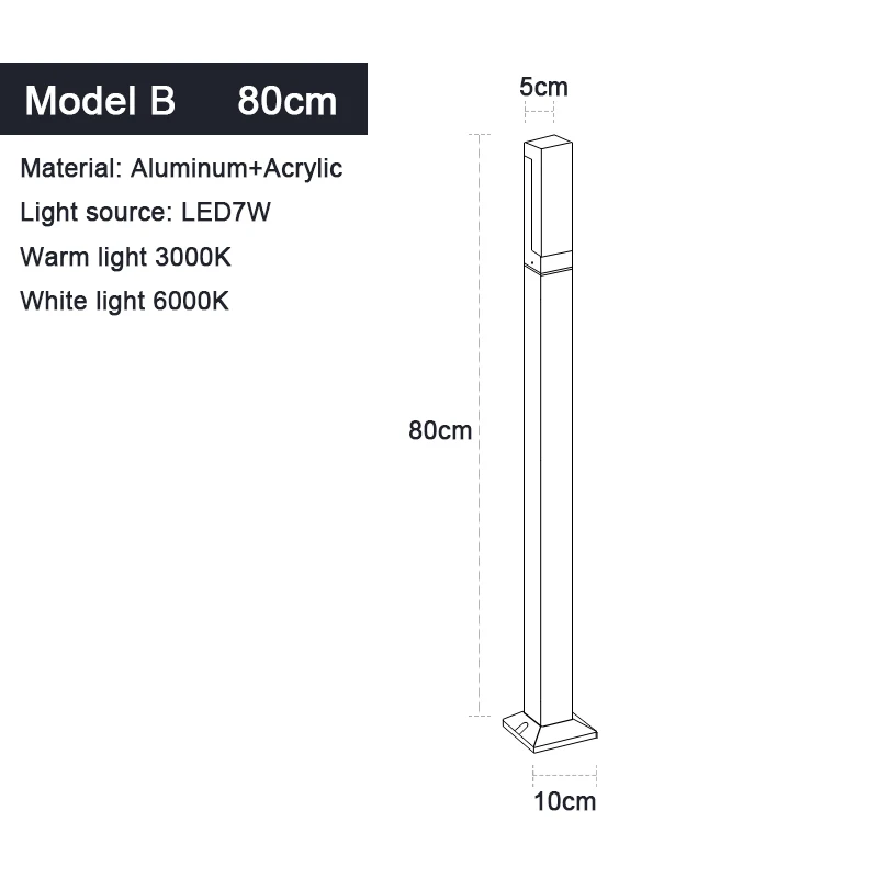 Waterdichte Ip65 Led Gazon Licht 110V 220V Aluminium Acryl Straatlantaarn 30 40 60 80 100Cm Voor Tuin Binnenplaats Villa Verlichting