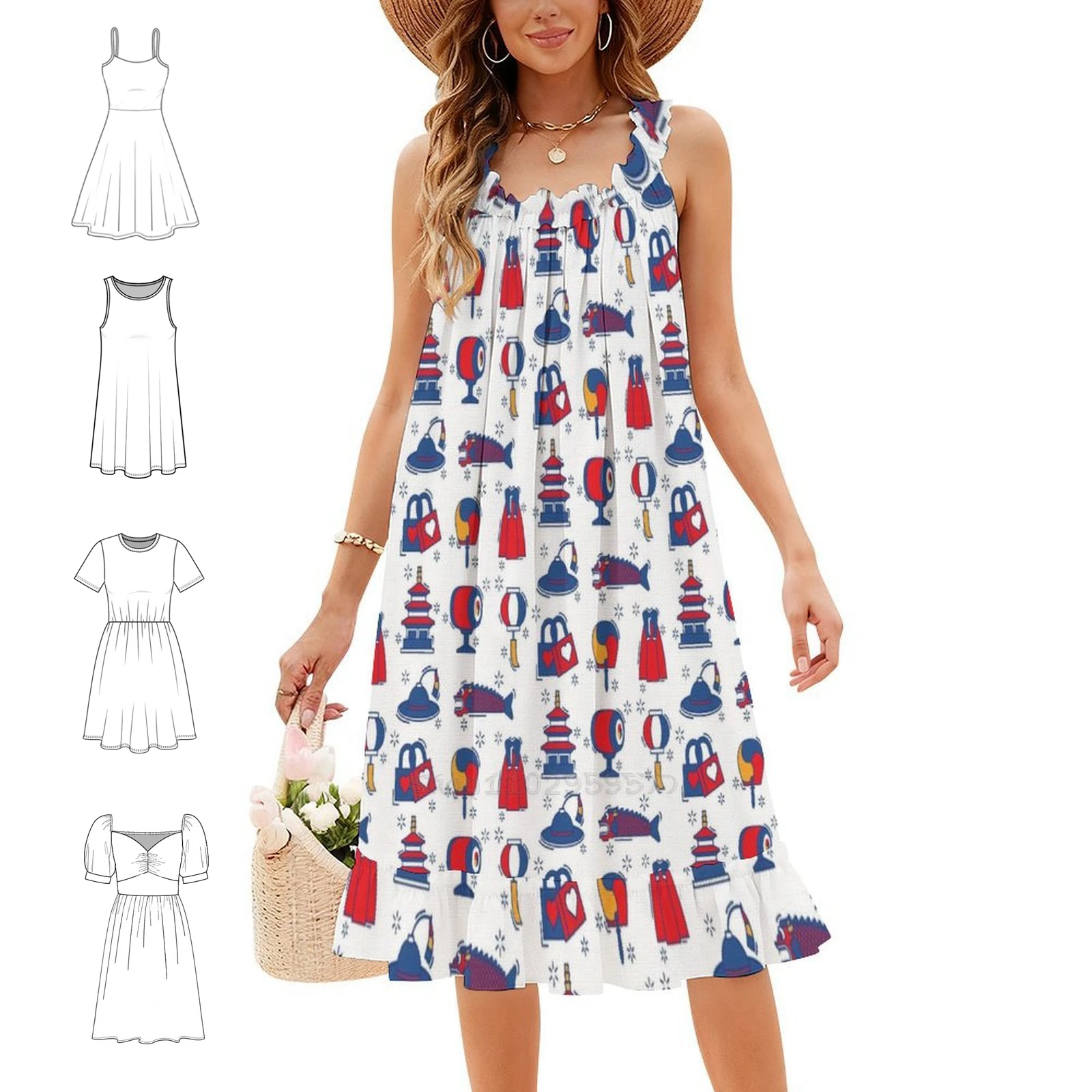 Women Fashion Icon - Korean Icons Pattern Flag Music Hanbok