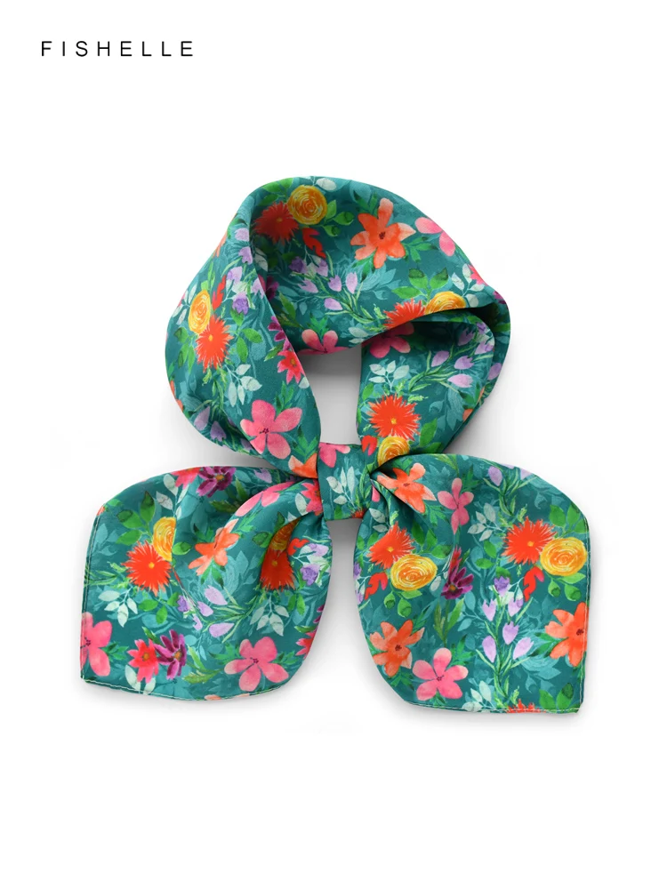 

Зеленые цветы, 100% натуральный шелковый шарф, шаль, крепдешин, тонкий квадратный шарф, галстук, женский роскошный подарок, повязка на голову, хиджаб, повязка для волос