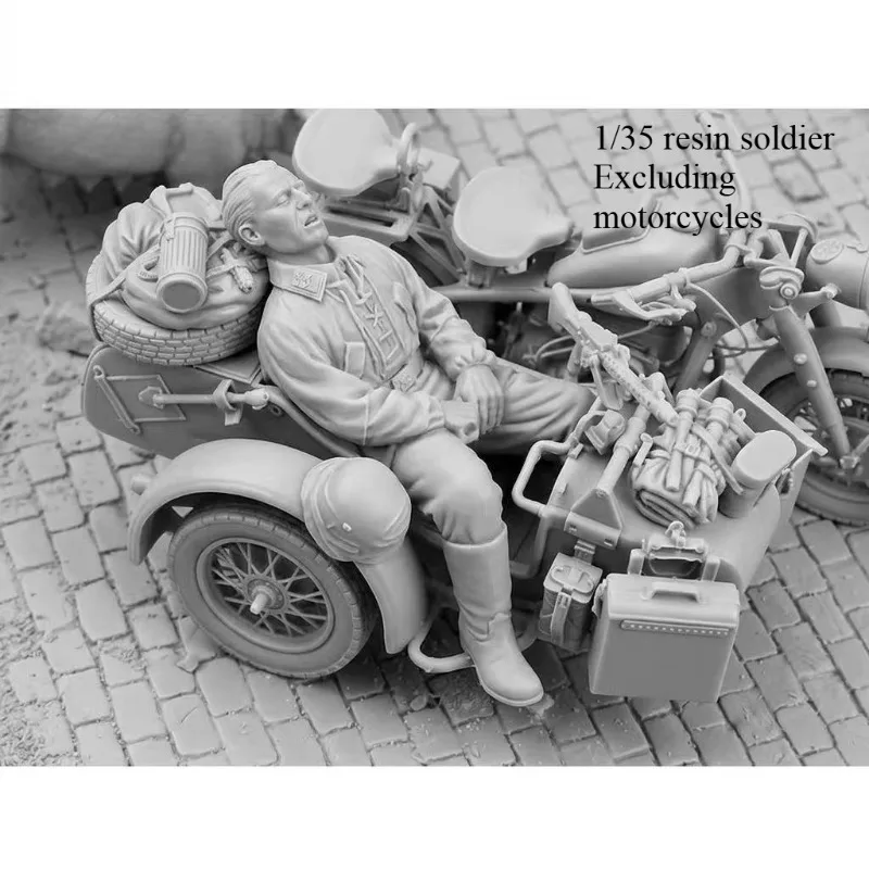 Harzfiguren-Modellbausatz im Maßstab 1:35, Militär, Hobby, Miniatur, schlafender Motorradsoldat, unmontiert und unbemalt, N583