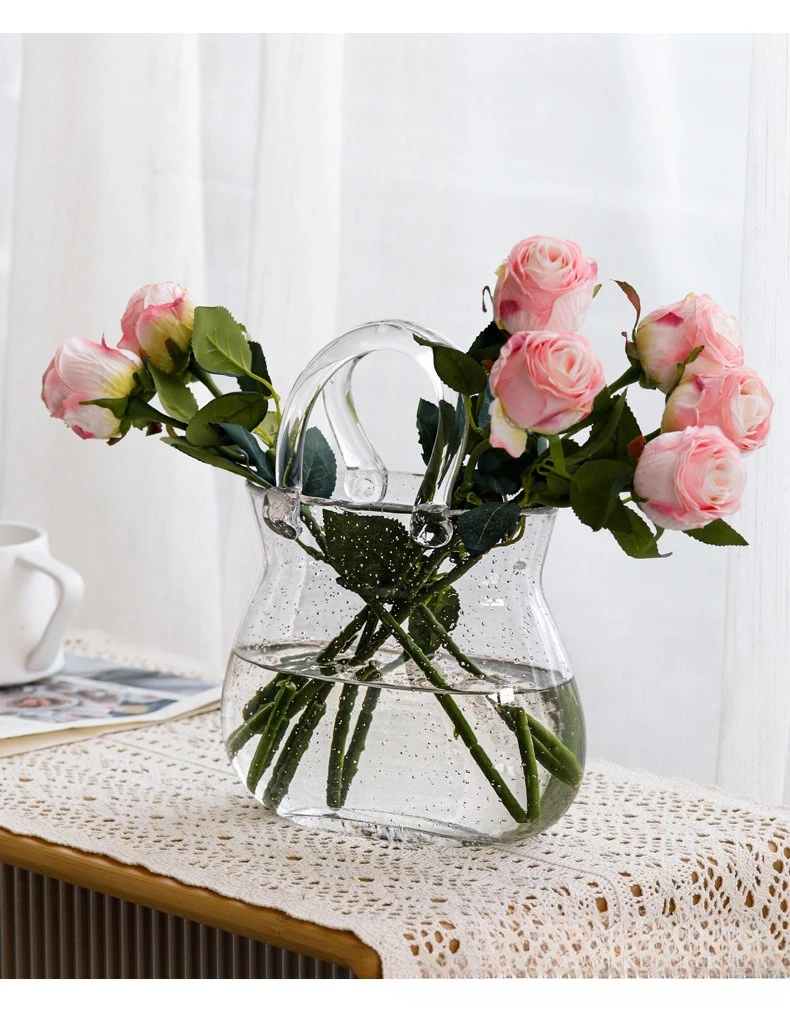 Modern mat Glass Handheld Flower Vase Decorative Aquarium Hydroponic Decoration Home Cross-Border Ornament
