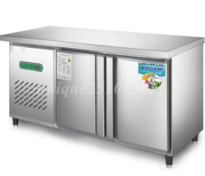 Electric Stainless Steel Water Bar Table Kitchen Work Table Fridge Refrigeration Equipment Refrigerator Boba Tea Counter