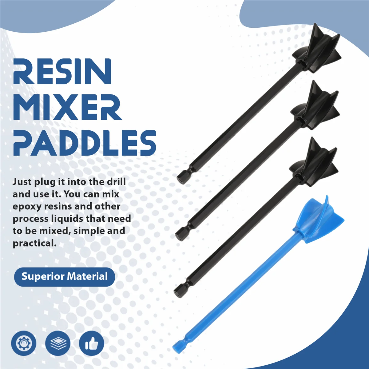 A83X4 шт. Насадка для смешивания эпоксидной смолы для дрели, многоразовая краска и лопатка для смешивания смолы для смешивания эпоксидной смолы, краски, керамической глазури