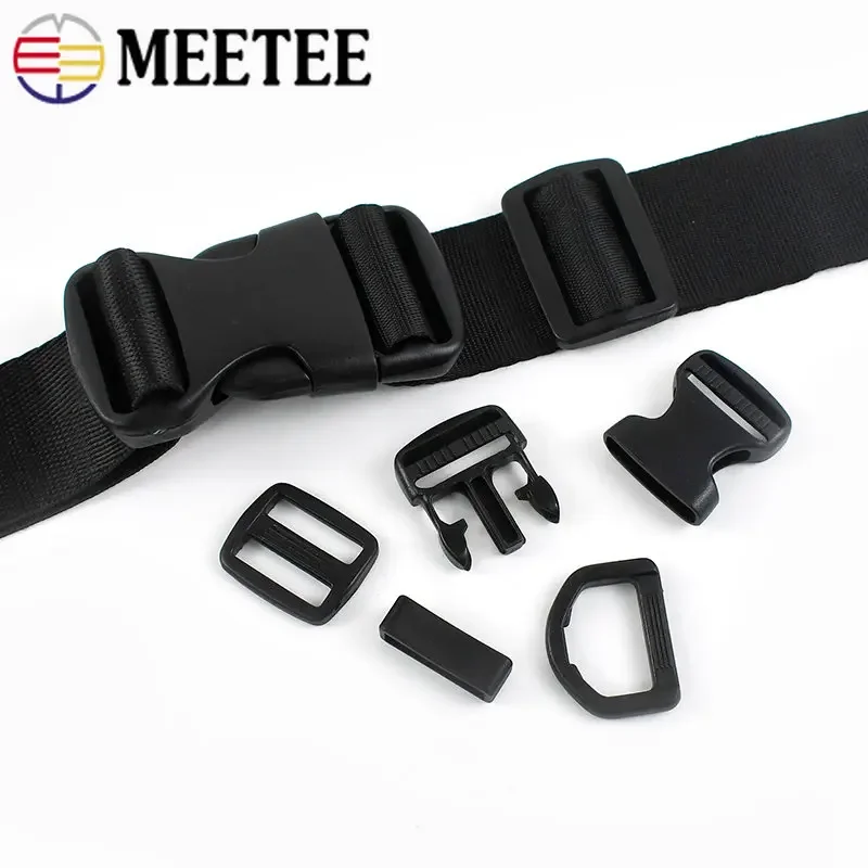 2/5Sets 20-50mm Plastic Quick Side Release Buckle Bag Strap Tri-Glide D Ring Webbing Adjust Clasp Hook Pet Collar Accessories