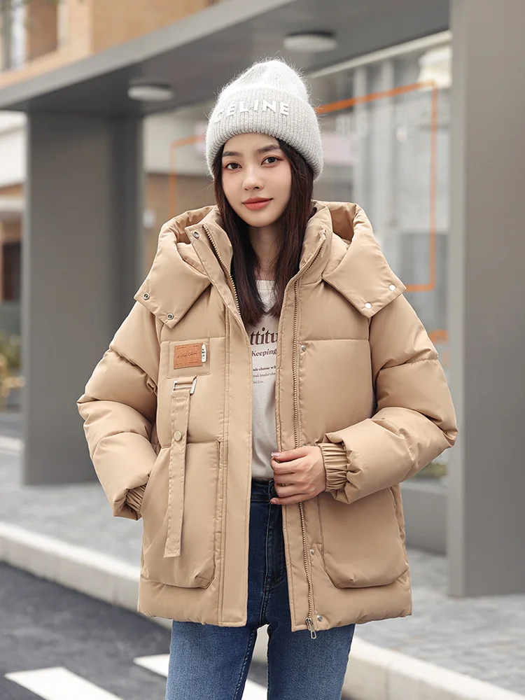 Vielleicht-Parkas com capuz acolchoado quente feminino, jaqueta curta, casacos grossos, roupas femininas, outwear, outono, inverno, novo, 2023