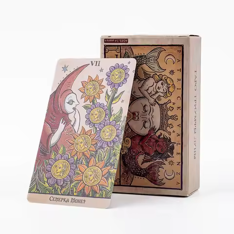 Trionfi Della Luna Tarot Cards Russian Visions 81Pcs Divination Fate Deck Board Game Card For Family Party 10.3*6Cm