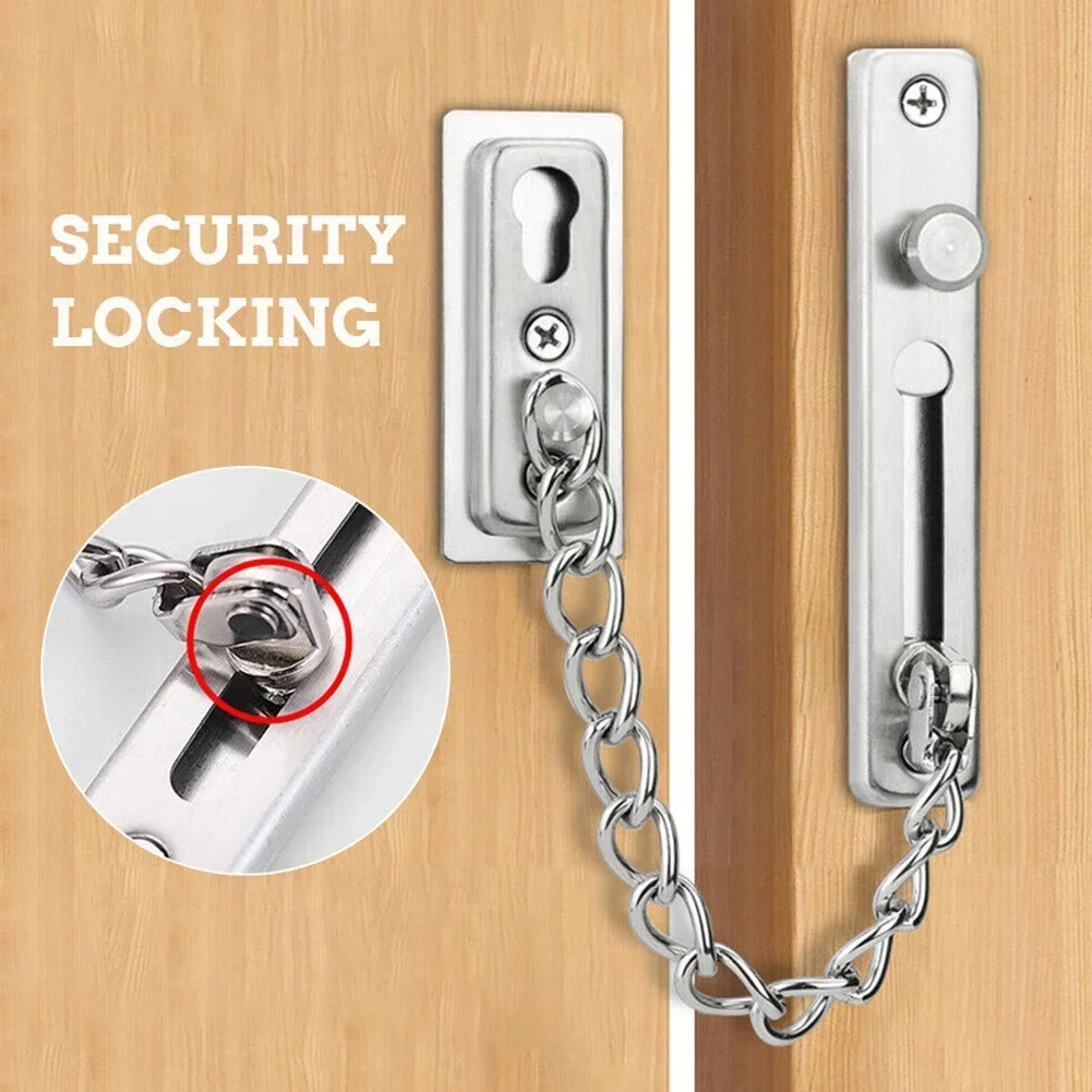 Door Chain Lock Stainless Steel Security Chain Door Bolt Spring Security Anti Theft Slide Catch Lock Hardware Accessories