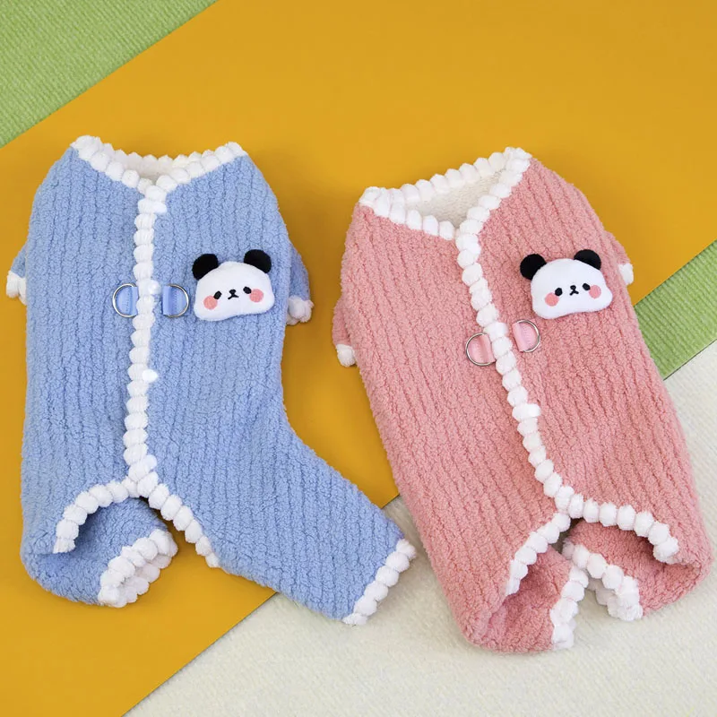 

Warm Dog Clothes Winter Pink Blue Costume For Dog Jumpsuit Overalls For Small Dogs Shih Tzu Dachshund Puppy All-In-One Bodysuit