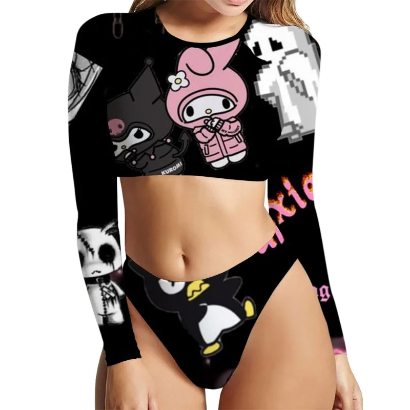 

Sanrio Kawaii Hello Kitty Women Split Bikini My Melody Kuromi Anime Cartoon Sexy Fashion Exquisite Skin Friendly Summer Swimsuit