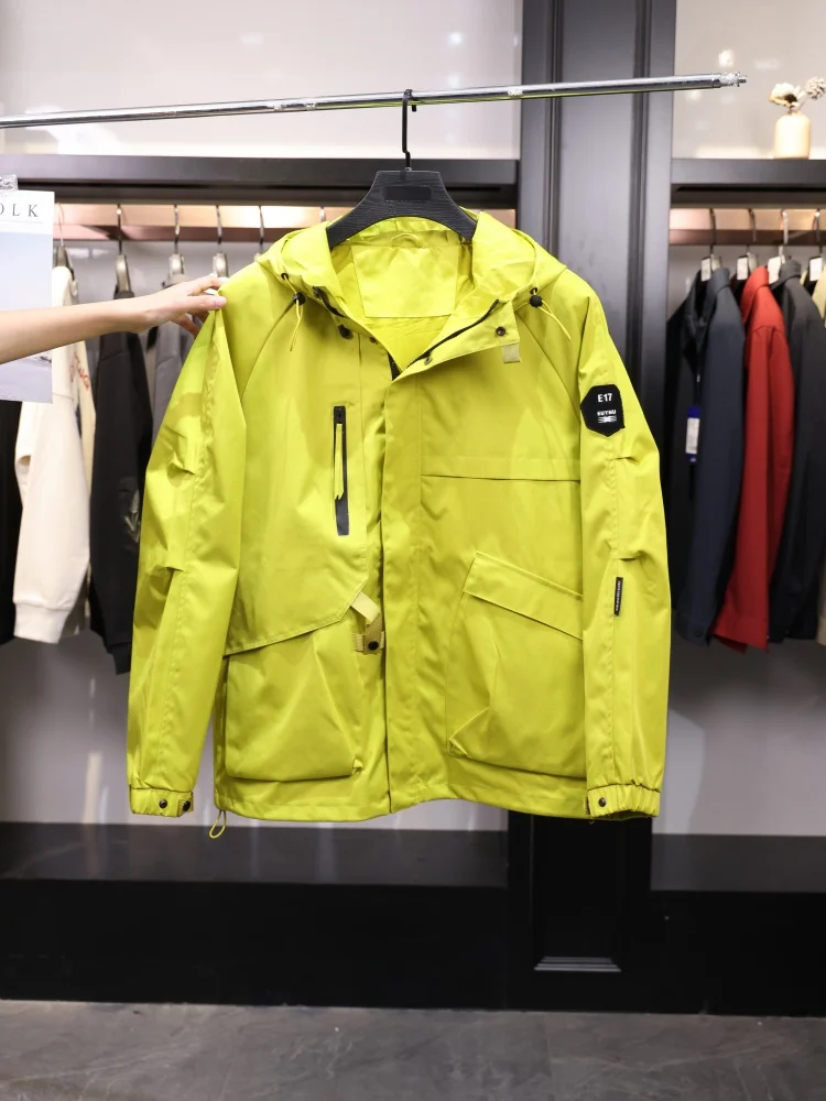 Outdoor Windproof Waterproof Hooded Jacket Men's Women's Autumn New Style Durable Polyester Fiber Zipper Closure Camouflage P...