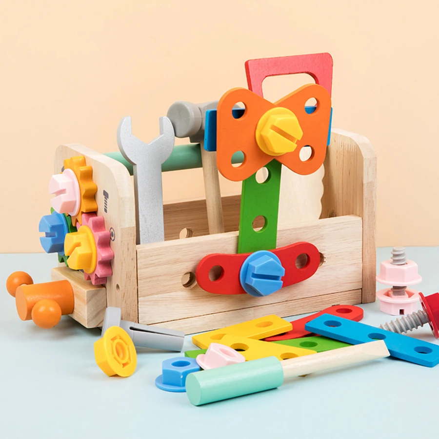 Gereedschapsbank voor kinderen Houten set Speelgoed Montessori Speelgoed Werkbank Bouwspeelgoed Educatief speelgoed Kerst Verjaardagscadeaus jongens