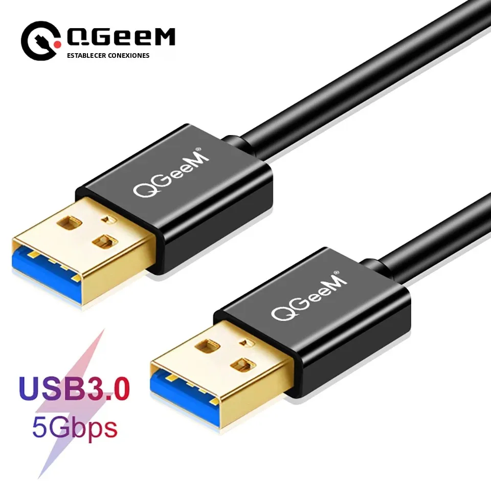 Cable USB 3.0 2.0 QGeeM, cable de extensión USB 3.0 A macho a macho de alta velocidad para radiador, disco duro, extensor de cable de datos USB 3.0
