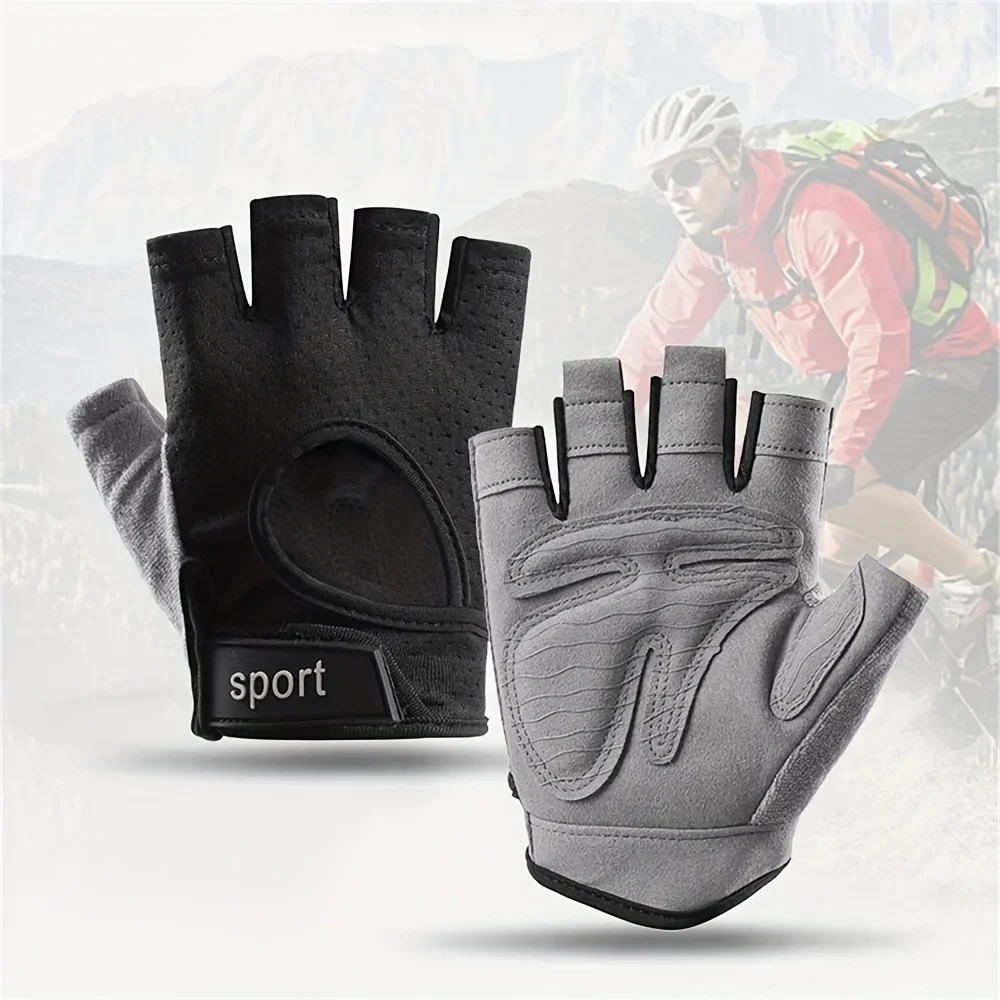 

Summer Sun Protection Ice Silk Gloves Fitness Gloves Silicone Palm Shock Absorbing Half Finger Colorful Gym Gloves for Men Women