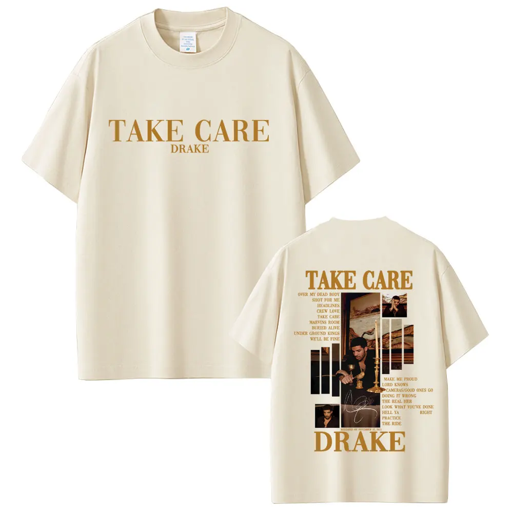 Rapper Drake Take Care Album Graphic T-shirt Men Women Hip Hop Fashion Pop Music Tshirt Casual Cotton Vintage T Shirt Streetwear