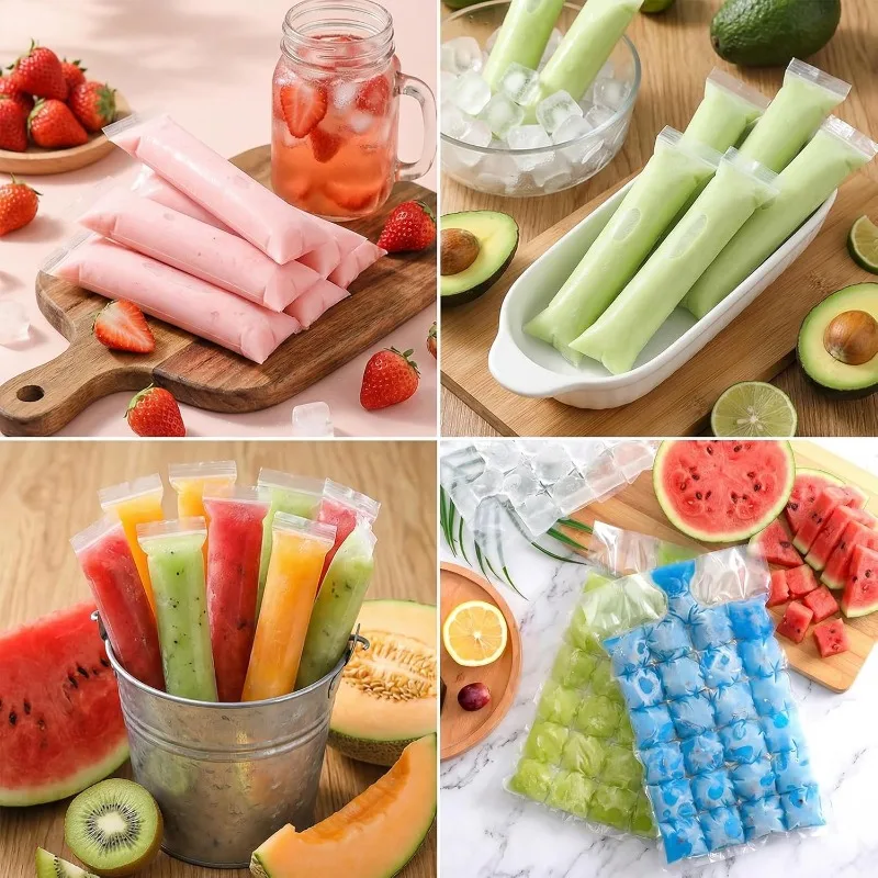 Disposable Ice Pack Grid Disposable Popsicle Mold Bag Self-sealing Ice Tray Bag Ice Cube Bag Box Edible Frozen Ice Cube