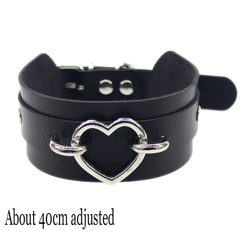 Frau Schwarz Punk Choker Kragen Halskette Sexy PU Leder Herz Lock Schlüssel Spike Chocker Gothic Cosplay Zubehör Partei Schmuck