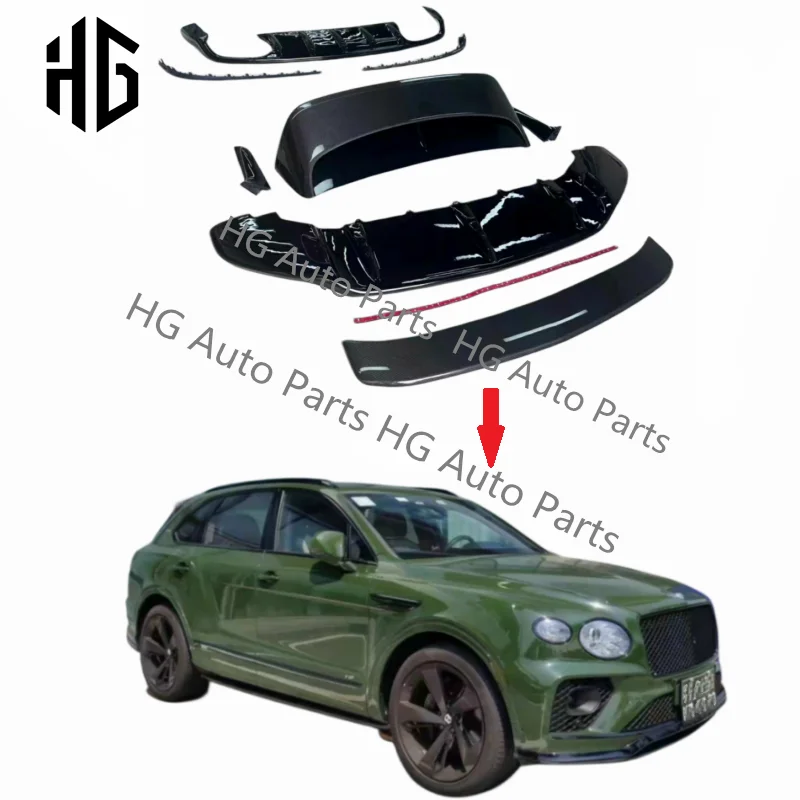 Real Glossy Black Carbon Fiber Front Canards Bumper Splitter Body Kit For Bentley Bentayga Upgrade To Speed/V8S Style Bodykit