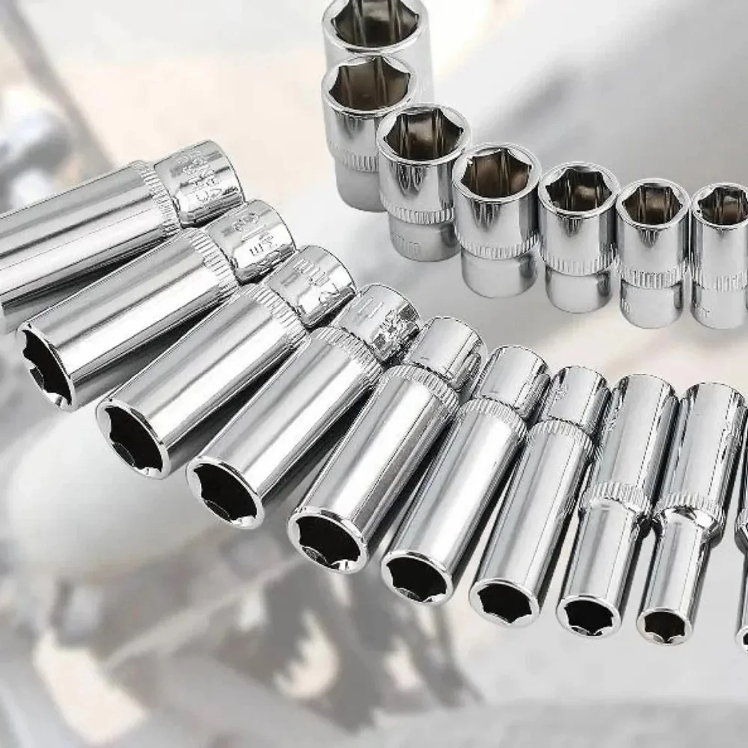 Deep Socket 4/5/6/7/8/9/10/11/12/13/14mm Deep Socket Adapter 1/4inch Hex Socket Wrench Heads Ratchet Tool Set