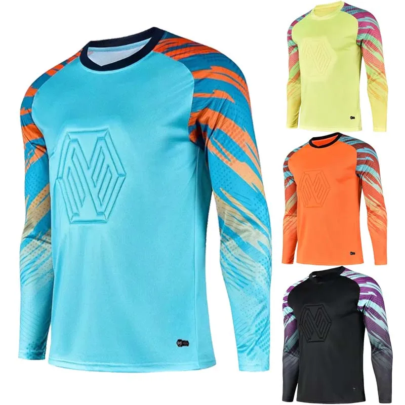 Elbow Protector Kids Men Soccer Goalkeeper Jerseys Tops Survetement Football Goalie Keeper Jersey Rugby Shirts Goalkeeper Suit