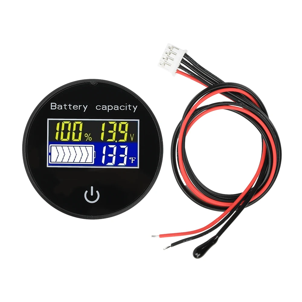Runder LCD-Digital-Multifunktions-Touchschalter 10-100V DC Batteriespannung Ladezustand & Temperaturanzeige Haussicherheitsalarm – Detail 3