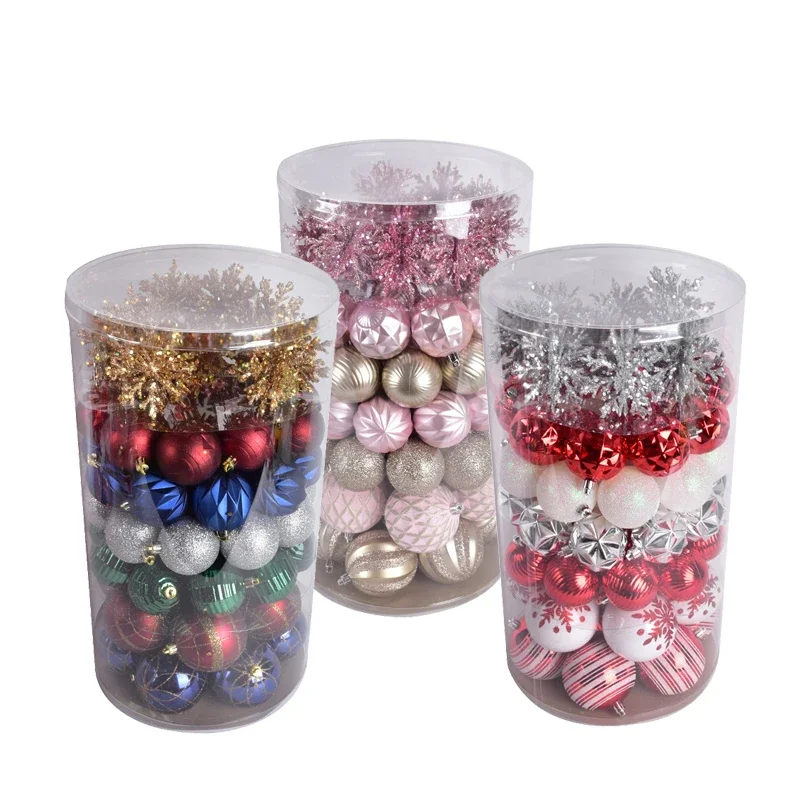 Festival decorations 75 barreled Christmas balls hanging Christmas tree shopping mall window setting set ball pendant