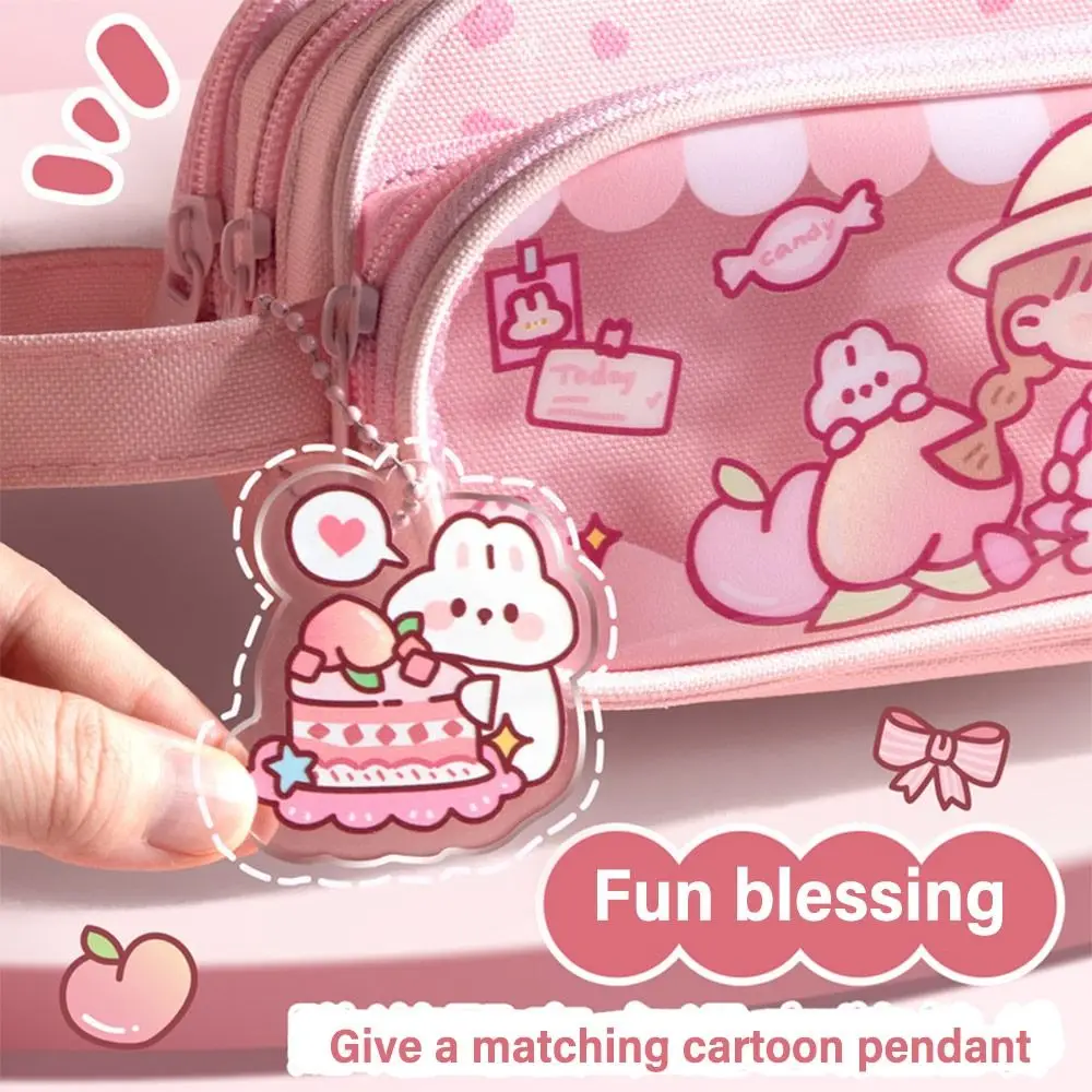 Fashion Three-Layers Pen Bag Waterproof Portable Stationery Bag Transparent Pencil Box Students Gift