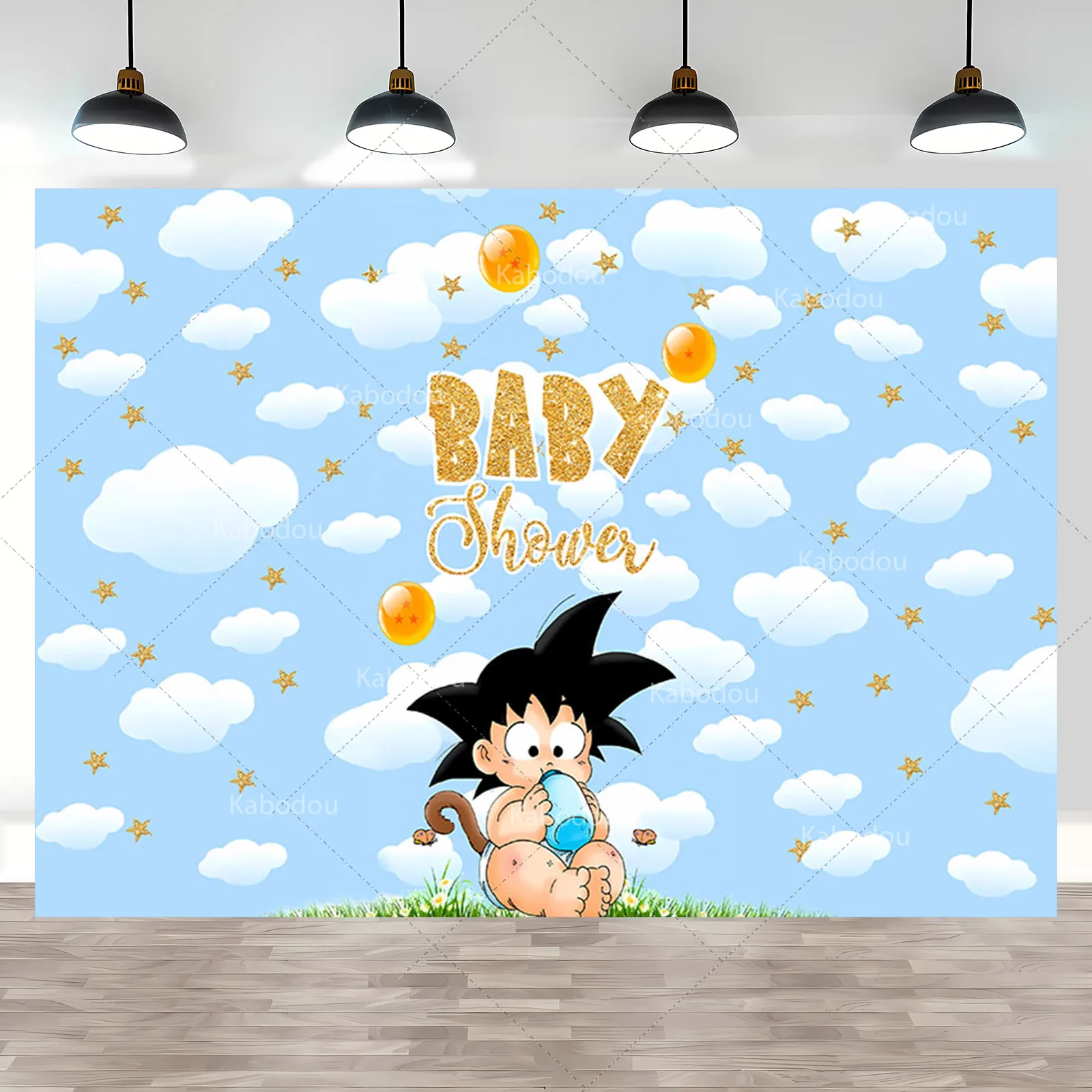 

Dragon Ball Baby Goku Party Backdrop Kids Boy Birthday Photograph Background Golden Super Saiyan Photo Baby Shower Banner Props