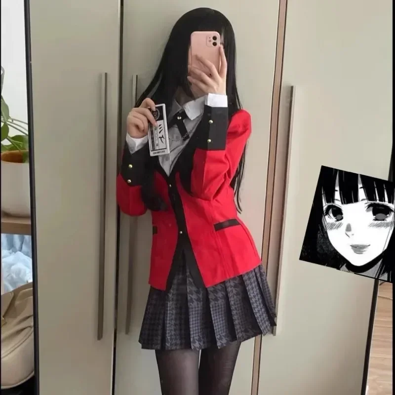 Disfraz de Cosplay de Anime Kakegurui Jabami Yumeko para Halloween, Uniforme Escolar Japonés JK de la Apasionada Jugadora Sayaka