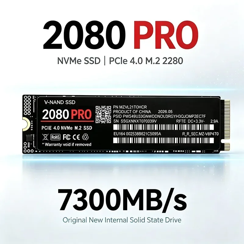 7300MB/s M.2 NVMe SSD 2080 PRO PCIe Gen4.0 X4 TLC 3D NAND 1TB 2TB 4TB 2280 Internal Gaming Solid State Drive for PS5 PC Laptop