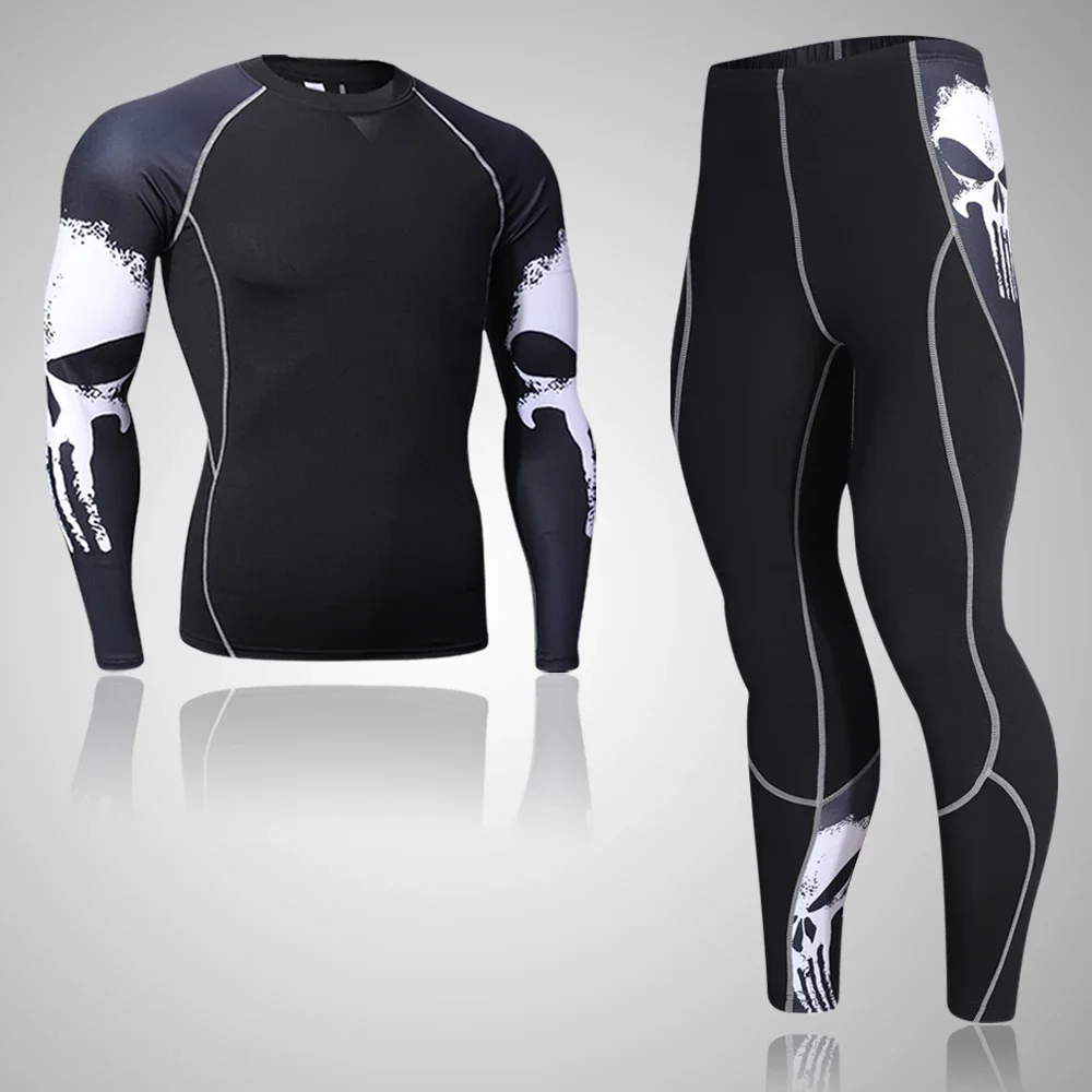 Inverno conjunto de roupa interior térmica dos homens roupas esportivas correndo treinamento camada base quente compressão collants jogging terno ginásio masculino 2022