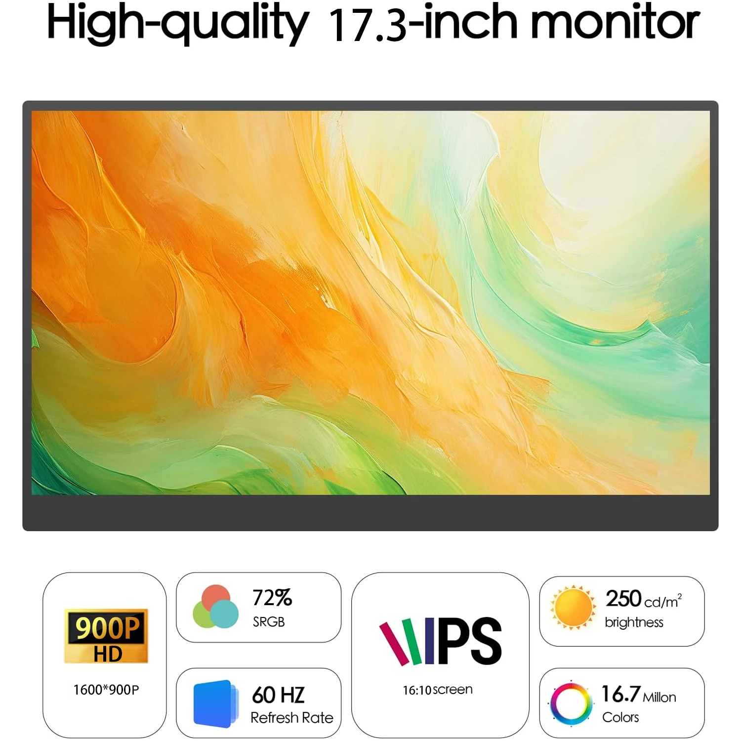 AHXJKA 17.3 Inch Portable Monitors 72%sRGB 1600*900P IPS Extend Display Panel Penhole Stand VESA USBC Mini HDMI Mobile Display
