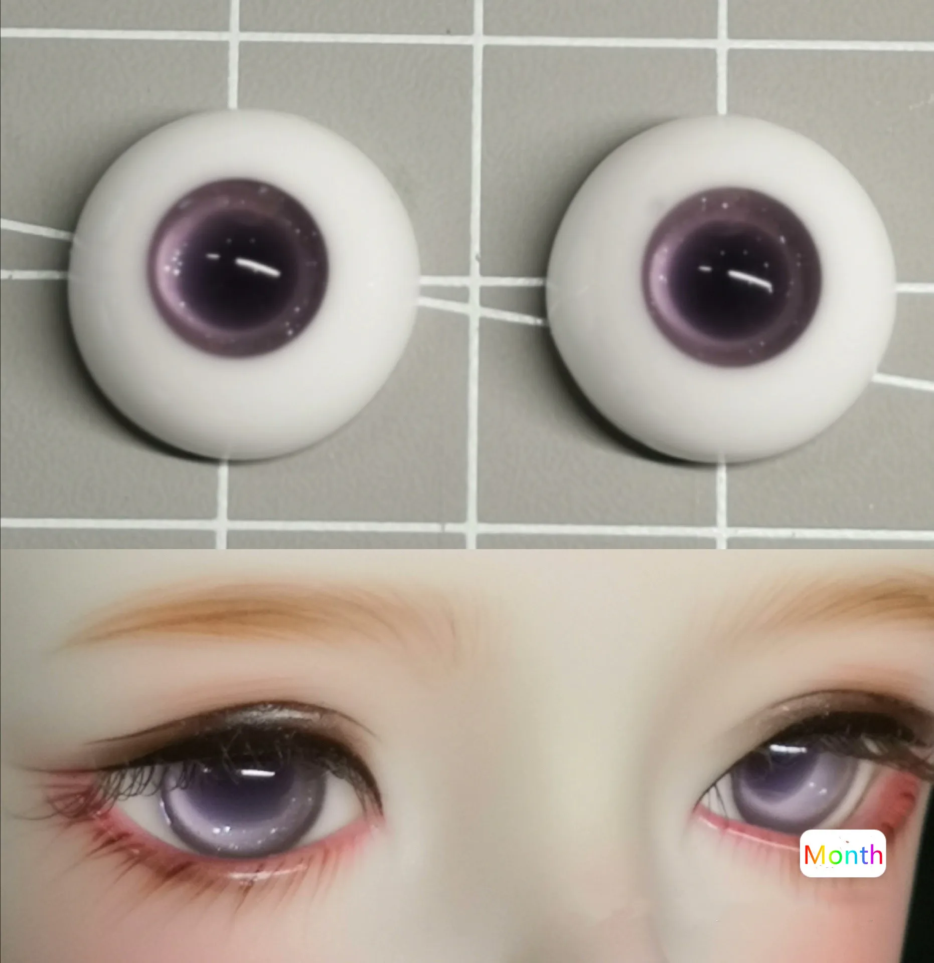 Safety Eyes Imitation Glass BJD Doll Plaster Eyeballs “Month” Accessories 14mm-7 Display Renderings