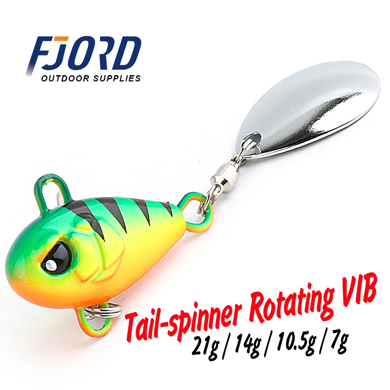 FJORD ekor berputar 7g 10.5g 14g 21g, keseimbangan berputar logam Jig VIB getaran umpan Spinner sendok baru memancing tenggelam umpan