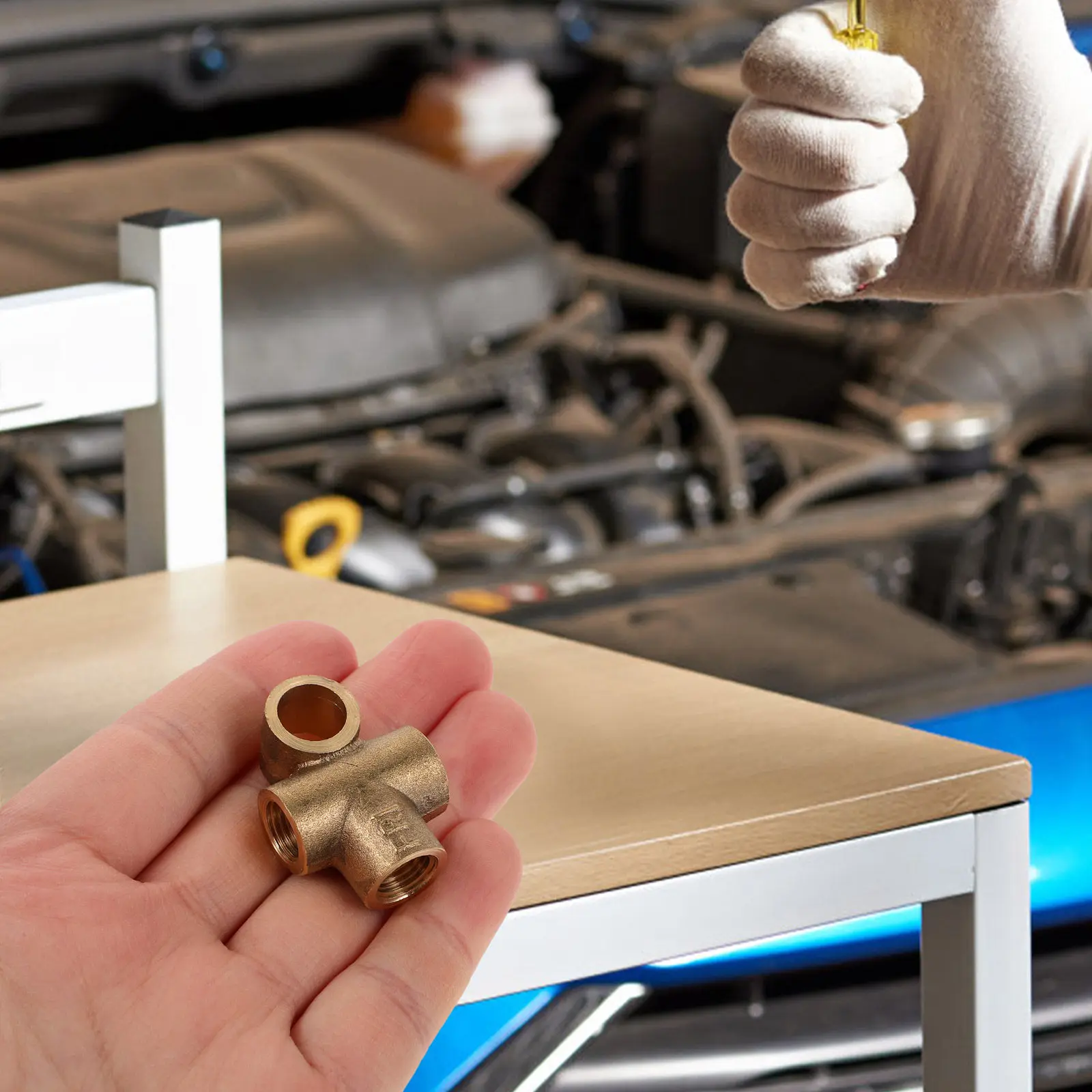 Brass T-Shaped F-Type Threaded Oil Pipe Fitting for Fuel Lines Marine Automotive Industrial Use Line Connector