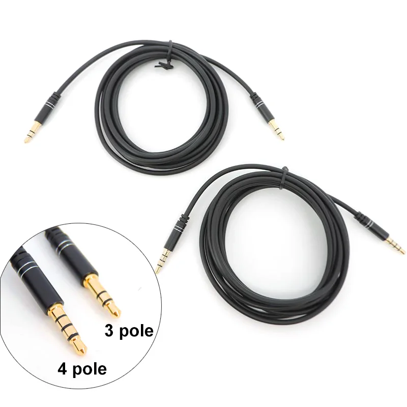 1m 2m 3 4 Pole Audio Aux Microphones Stereo 3.5mm Jack Male to Male Extension Cable connector extend for live Headphone Cord