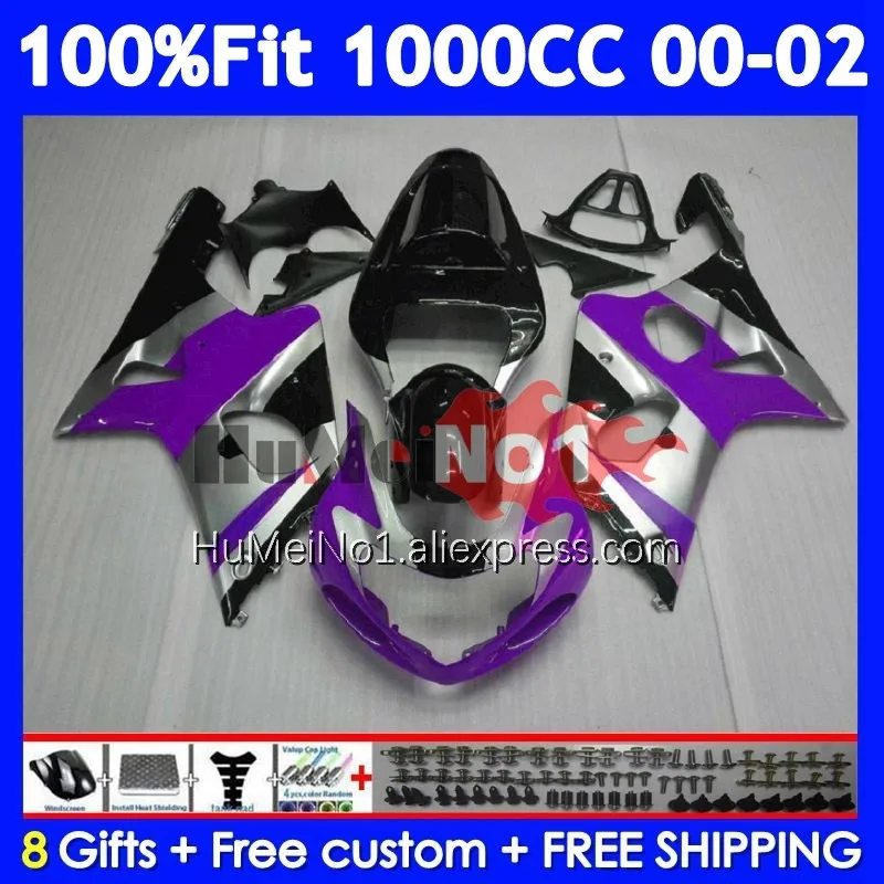 Injection Body For SUZUKI GSXR 1000 GSXR1000 K2 116No.105 1000CC GSXR-1000 Purple hot 00 01 02 GSX-R1000 2000 2001 2002 Fairing