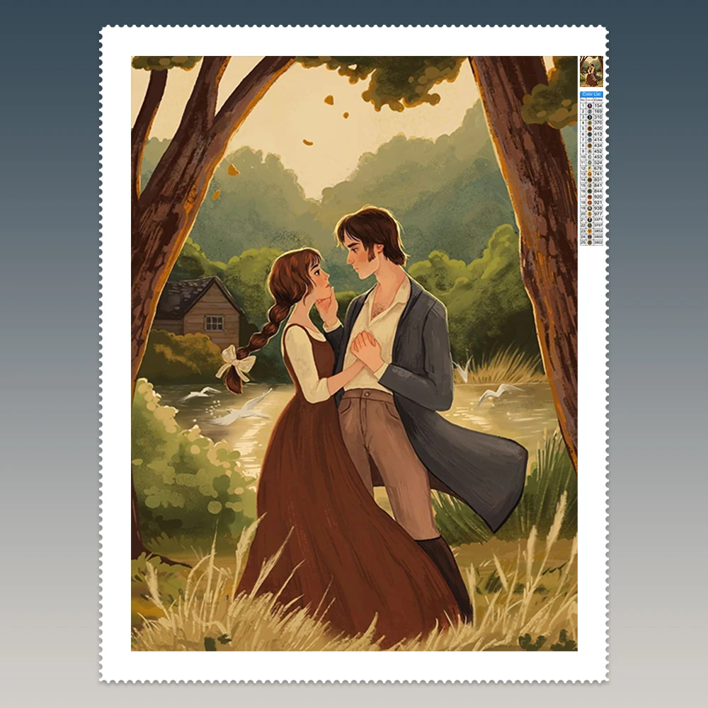 Cartoon Pride and Prejudice AB 5D Diamond Painting Elizabeth and Darcy DIY Diamond Embroidery New Home Decor Diy Gift
