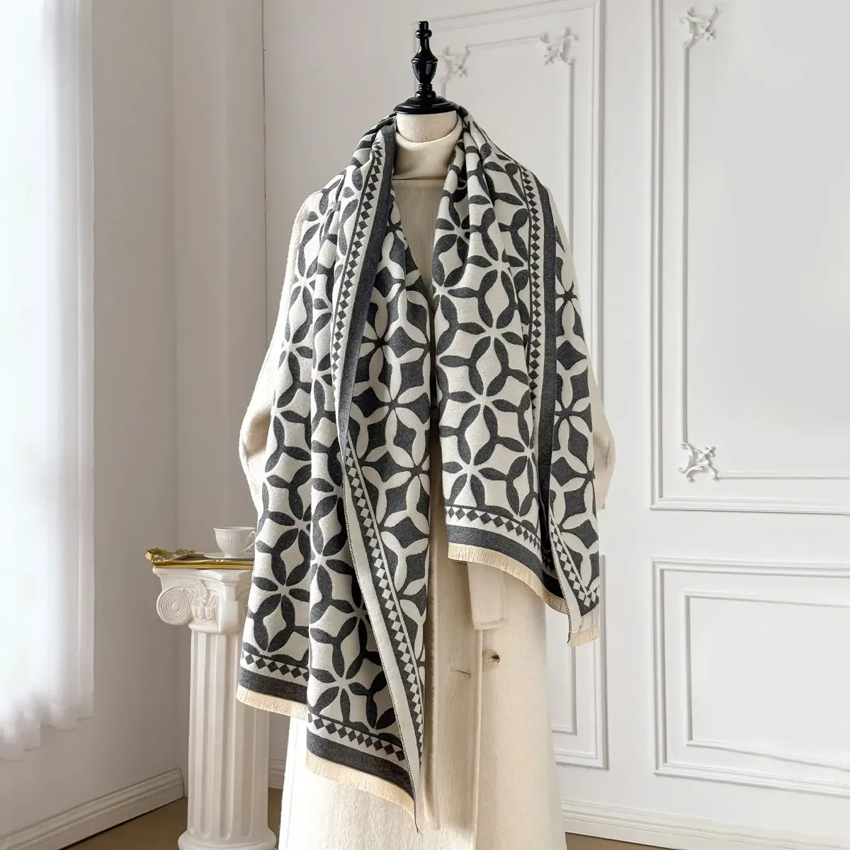 2025 ماركة دافئة معطف كشمير وشاح شال فاخر طباعة سميكة الباشمينا الشتاء بطانية يلتف Bufanda حجاب غير رسمي الشالات Echarpe