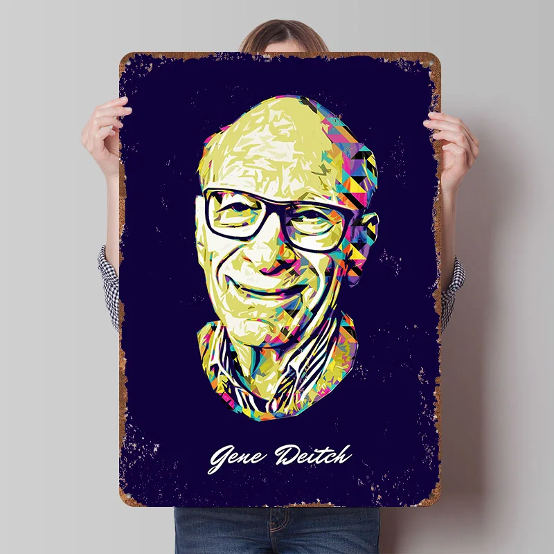 Gene Deitch Metallposter, individuelle Wandkunst, Retro-Vintage-Blechschilder für Männerhöhle, moderne Heimdekoration, Ornamente, Schreibtischdekoration