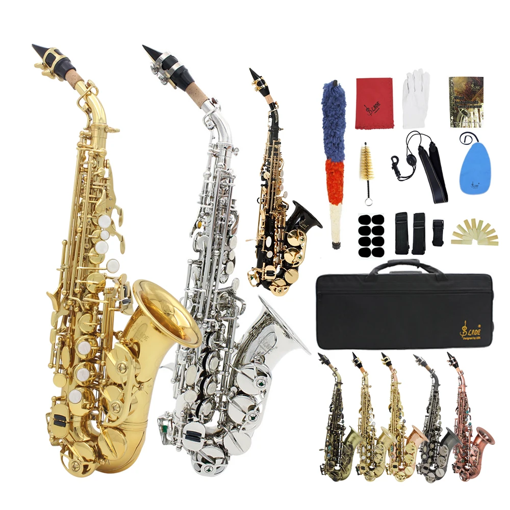 

SLADE Soprano Saxophone Brass Body Bb B Flat Sax Professional Saxfone Woodwind Instrument With Case Reeds Parts & Accessories