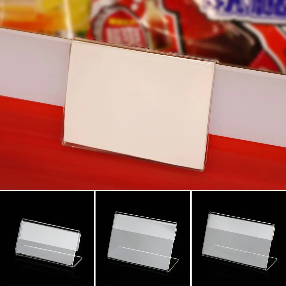 Clear Price Tag Clip Sign Card Holder Stands Poster Racks 10pcs Plastic Mini Label Racks Acrylic Card Display Holder