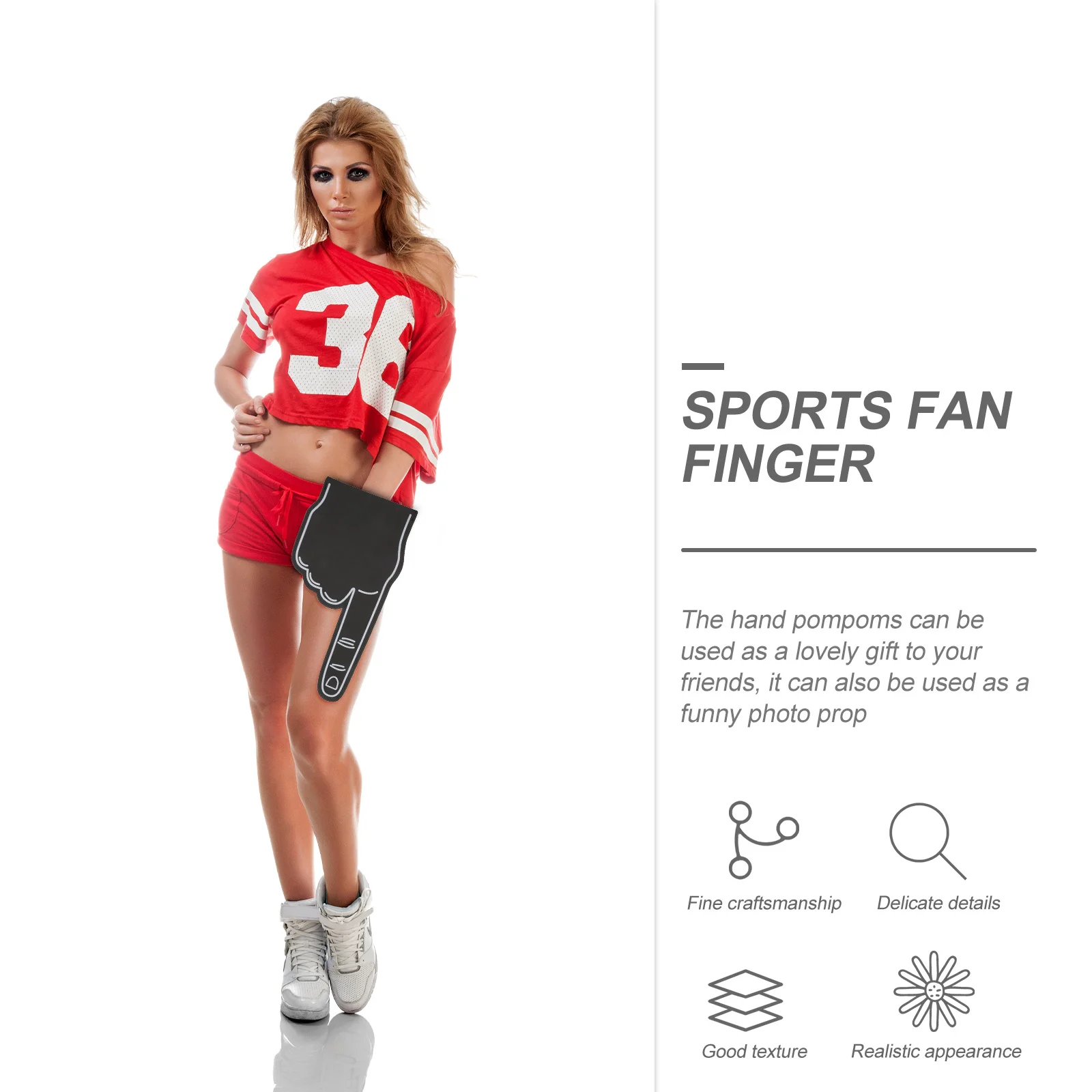

8Pcs Eva Foam Finger Gloves Cheerleading Pom Poms Sports Events Party Favors Lightweight Portable Team Spirit Props