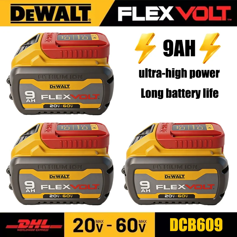 Batterie Dewalt 60V 9.0Ah Li-Ion, technologie brevetée FLEXVOLT, DCB609, puissance puissante et durable, BMS avancé.