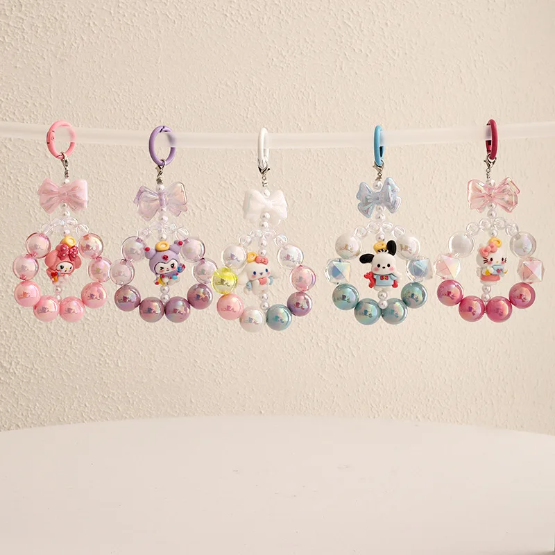 

Cartoon Sanrio Cute Melody Hello Kitty Kuromi Cinnamoroll Keychain Phone Chain Jewelry Camera Ornament Bag Decoration Toys Gift