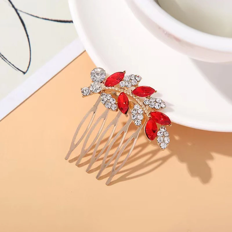 Bride Hair Accessories Crystal Rhinestone Hair Combs For Women Girl Leaf Shaped Hairpin Bride Headwear Wedding Hair Accessories