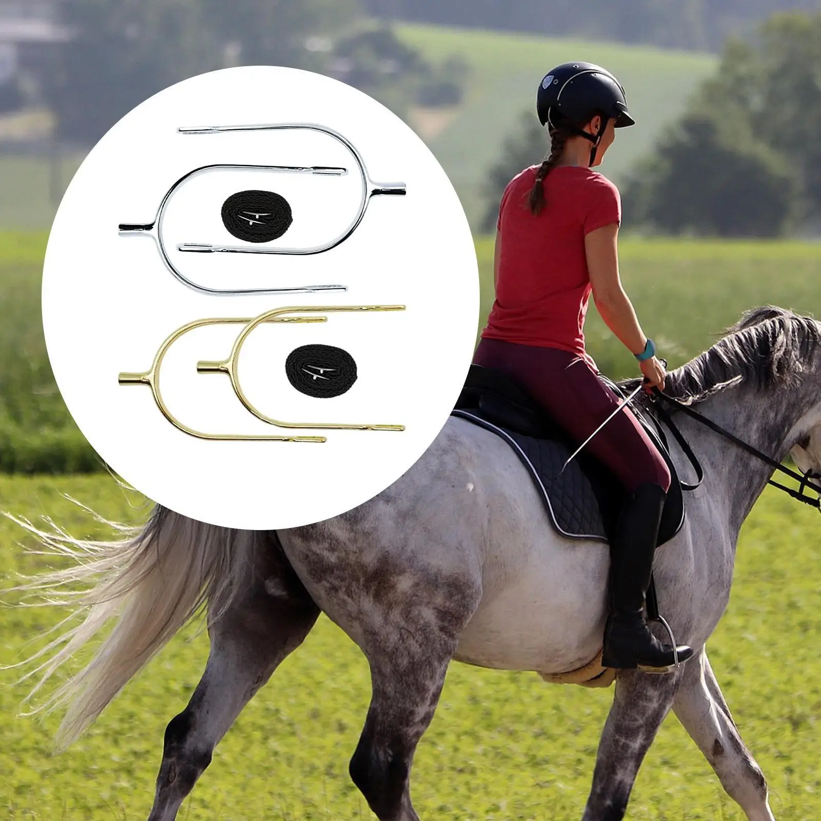 

Compact Horse Spurs with Webbing Straps Training Gear Accessories for Hobby Horse Riding Dressage Adults