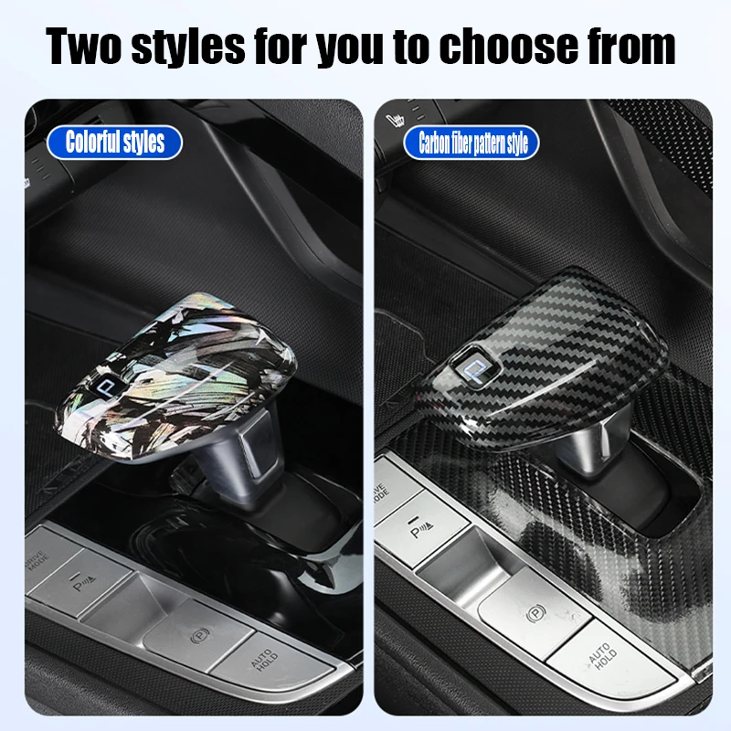 Car gear head protective cover made of ABS material with carbon fiber pattern For Hyundai Elantra CN7 2023 2024